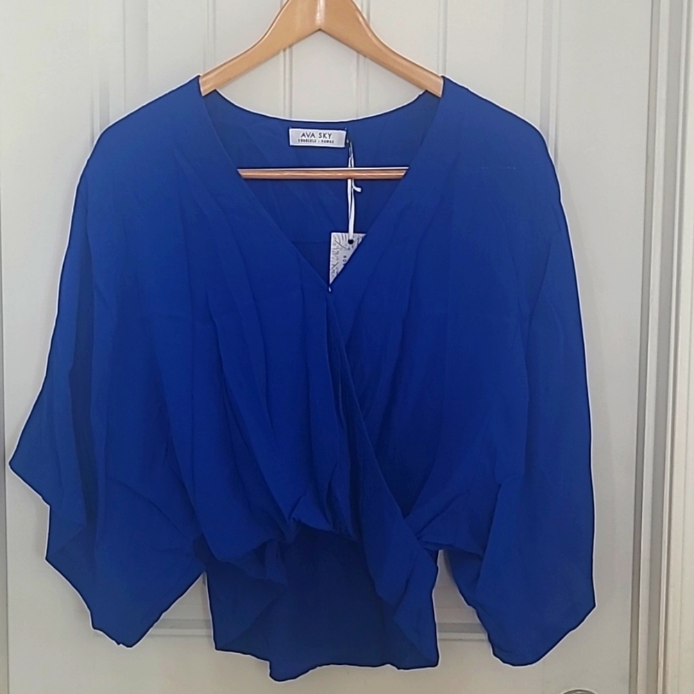 Ava Sky Flowy Blue Blouse